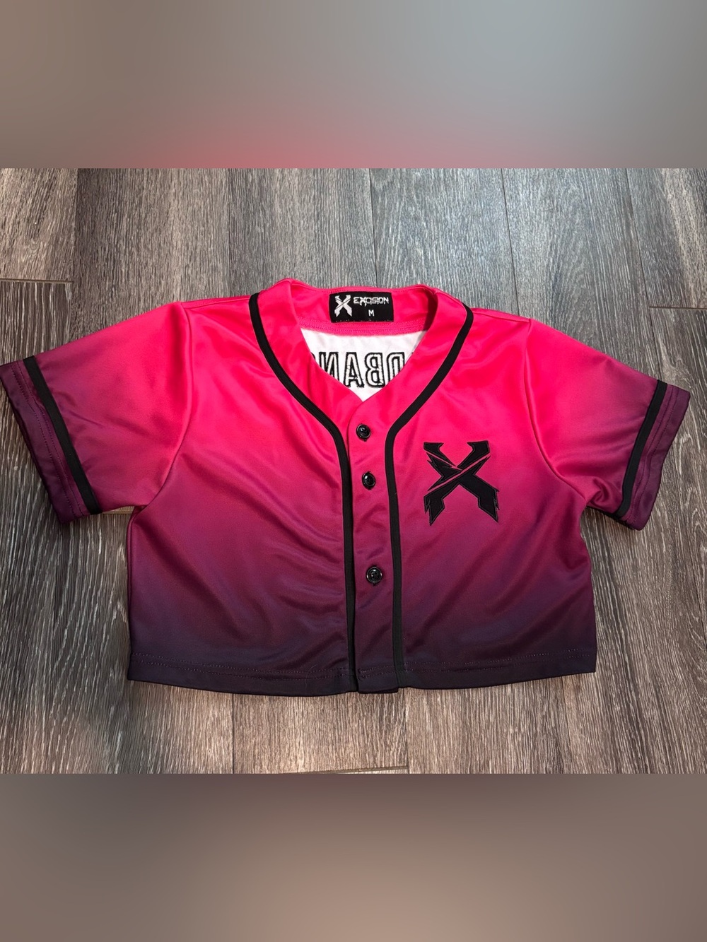 Excision Official Headbanger Pink Ombre Cropped Jersey - Medium